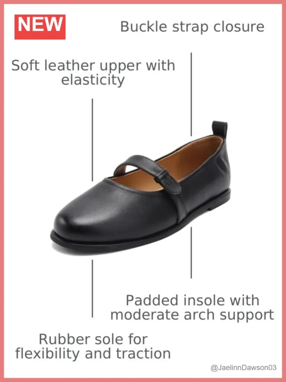 Women's Genuine Leather Mary Jane Flats Round Toe Ballet Shoes with Strap